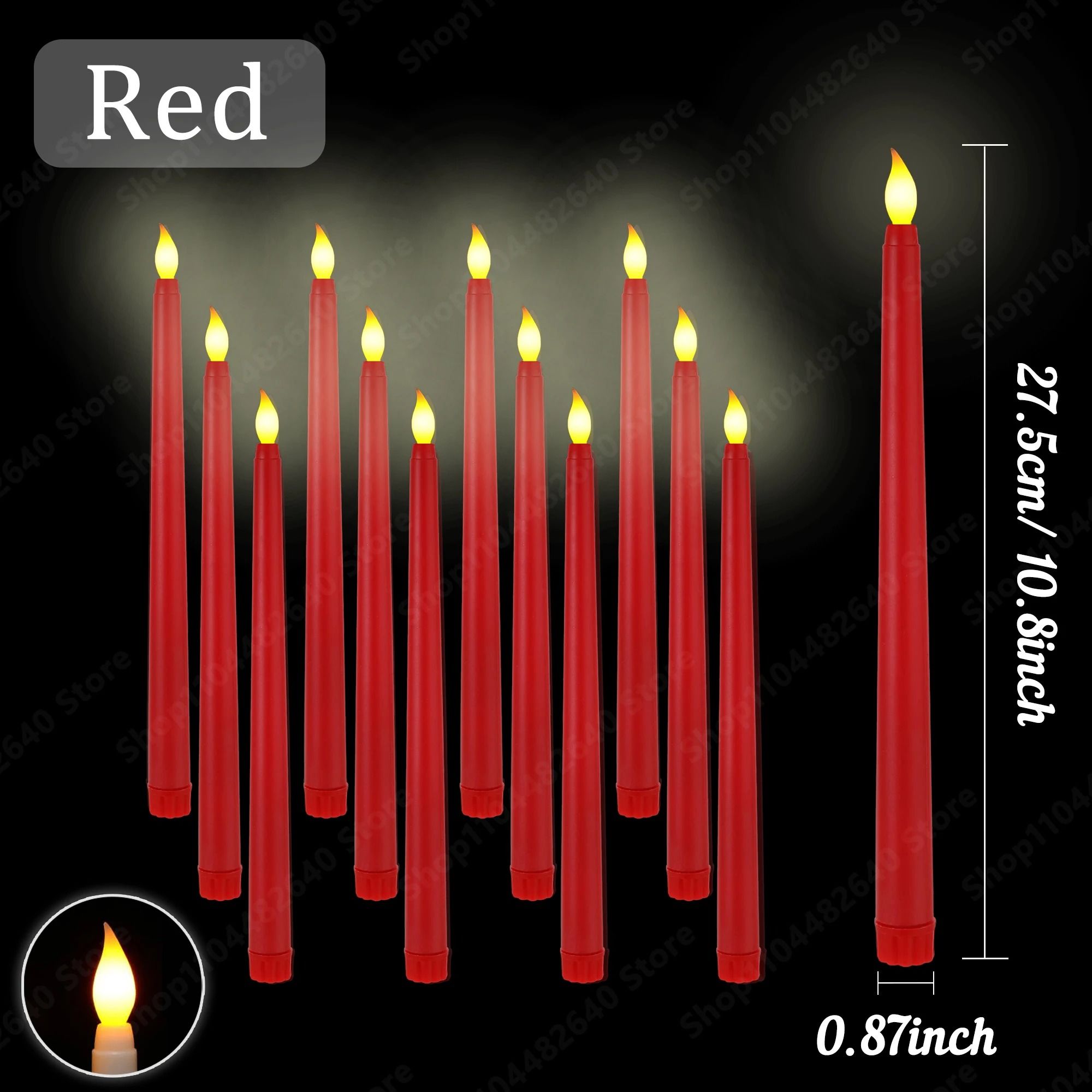 12 to 108 Pcs Wedding Taper Candles LED Flameless Electric Flickering Dinner Light Set for Halloween Decor