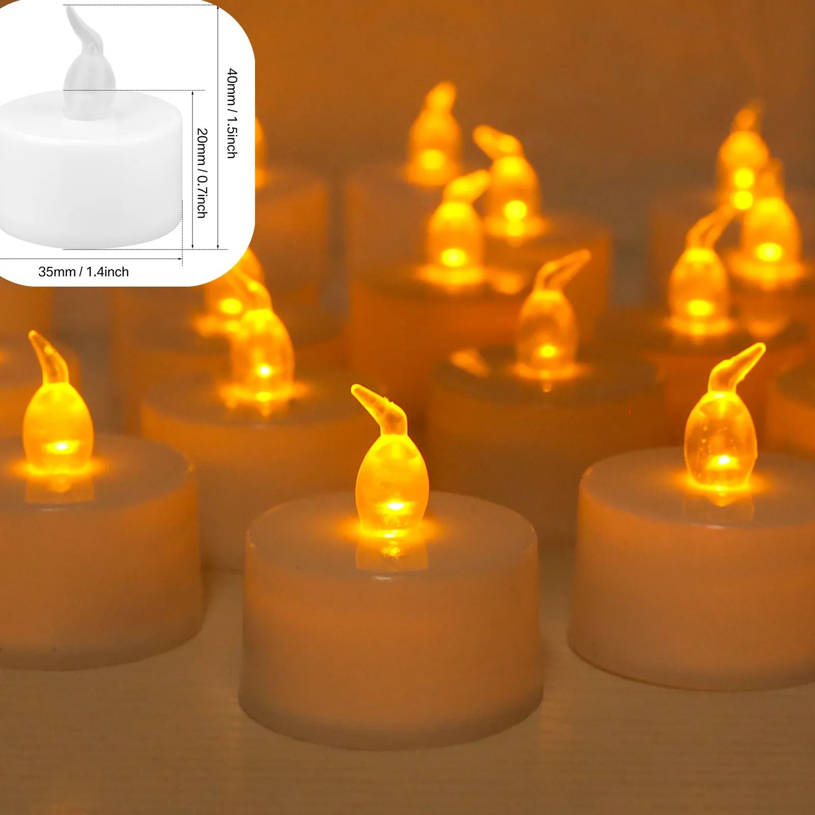 12 or 24 Pack LED Flameless Flickering Tea Light Warm White Candles for Wedding Birthday Christmas Home Decor