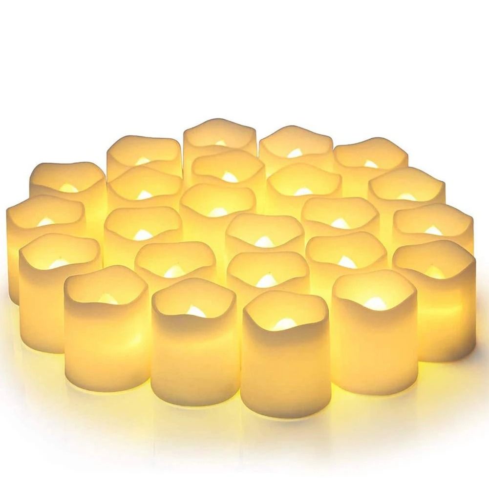 24 Pcs Set Flameless LED Creative Wishing Tea Light Candles Warm White Flickering Lights for Halloween Christmas Decor