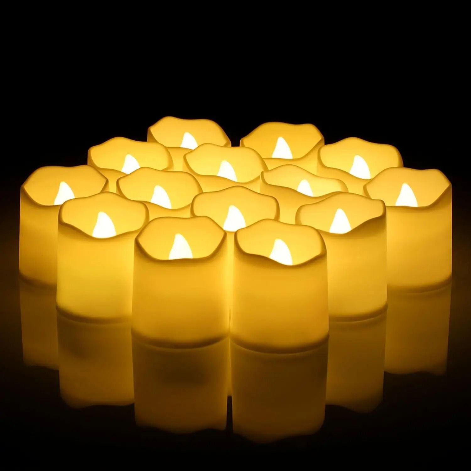 24 Pcs Flameless LED Creative Wishing Tea Light Candles Warm White Flickering Lights for Halloween Wedding Decor