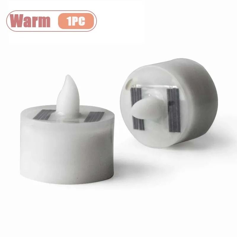 Solar Powered LED Flameless Tea Light Candles Outdoor Waterproof Electronic Night Lights for Garden Decor