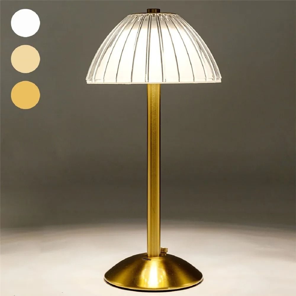 Crystal Table Lamp Trichromatic Dimming Cordless Night Light for Bedroom Living Room
