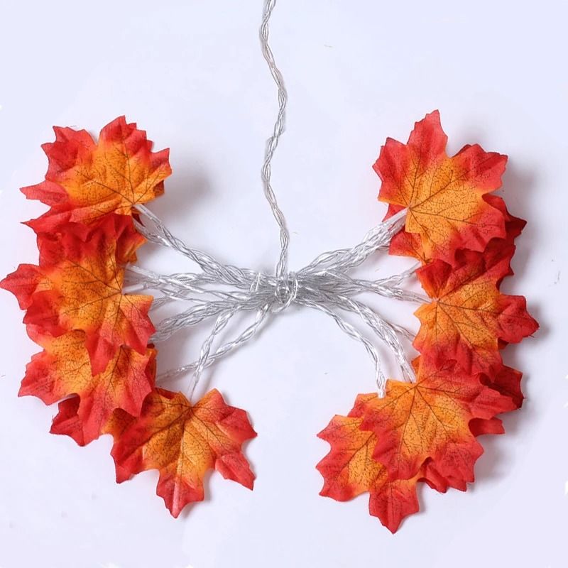 Artificial Autumn Maple Leaf LED String Lights Garland Halloween Decor