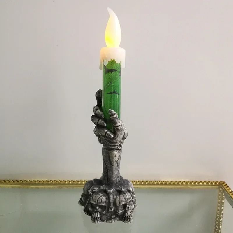 Halloween Plastic Ghost Hand Skeleton LED Luminous Candle Light Prop