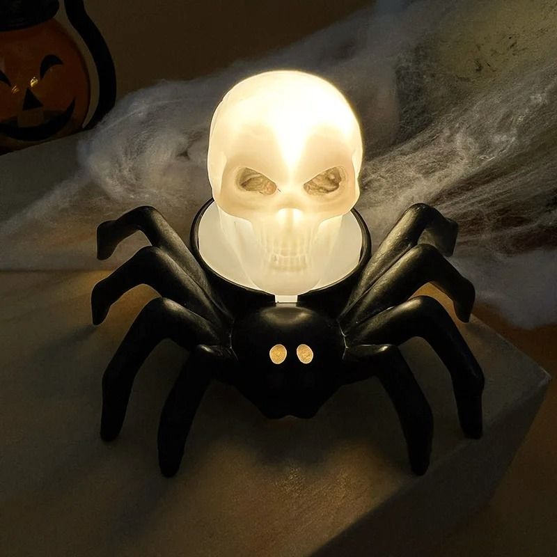 Halloween LED Flameless Candle Light Spider & Skull Haunted Party Decor