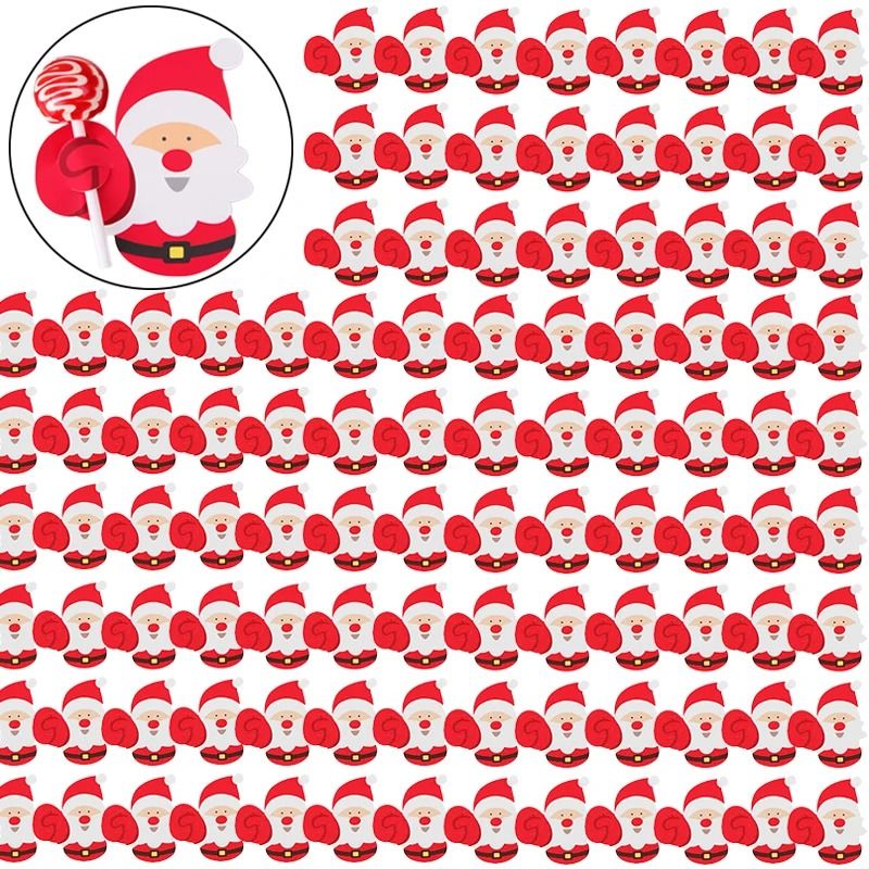 Christmas Lollipop Paper Holders Cartoon Santa Claus, Snowman & Penguin Candy Wrap Cards