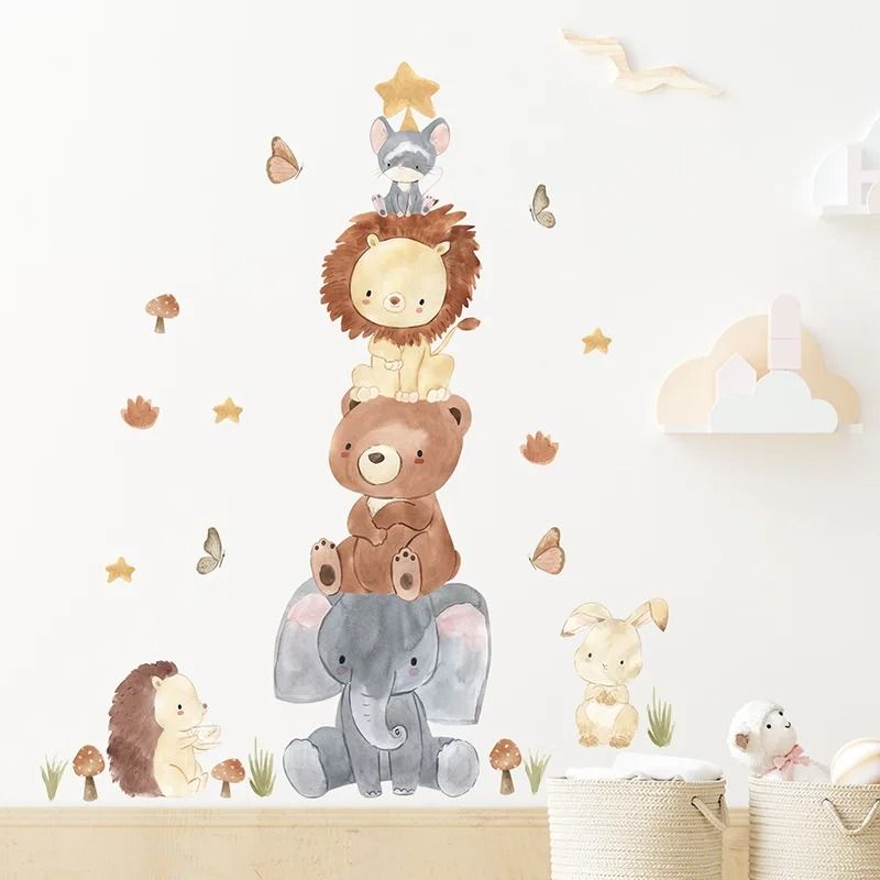 Cute Forest Animals Wall Stickers Vinyl Nursery Decals for Kids Room Decor