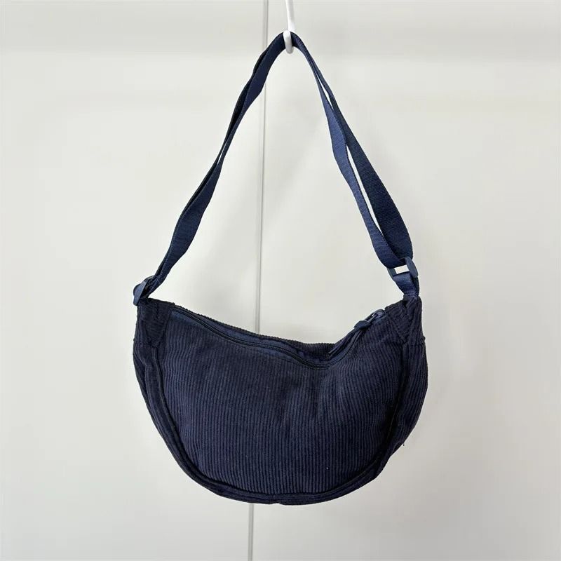 Retro Solid Color Corduroy Hobo Shoulder Bag Casual Crossbody Messenger Purse