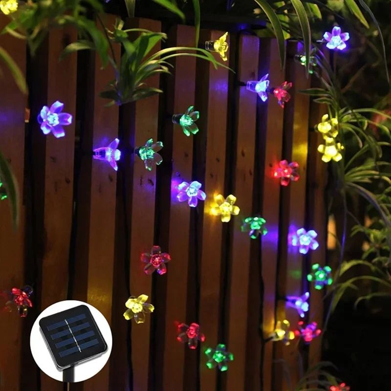 5M 20 LED Solar Cherry Blossom Flower String Lights Outdoor Waterproof 8 Modes