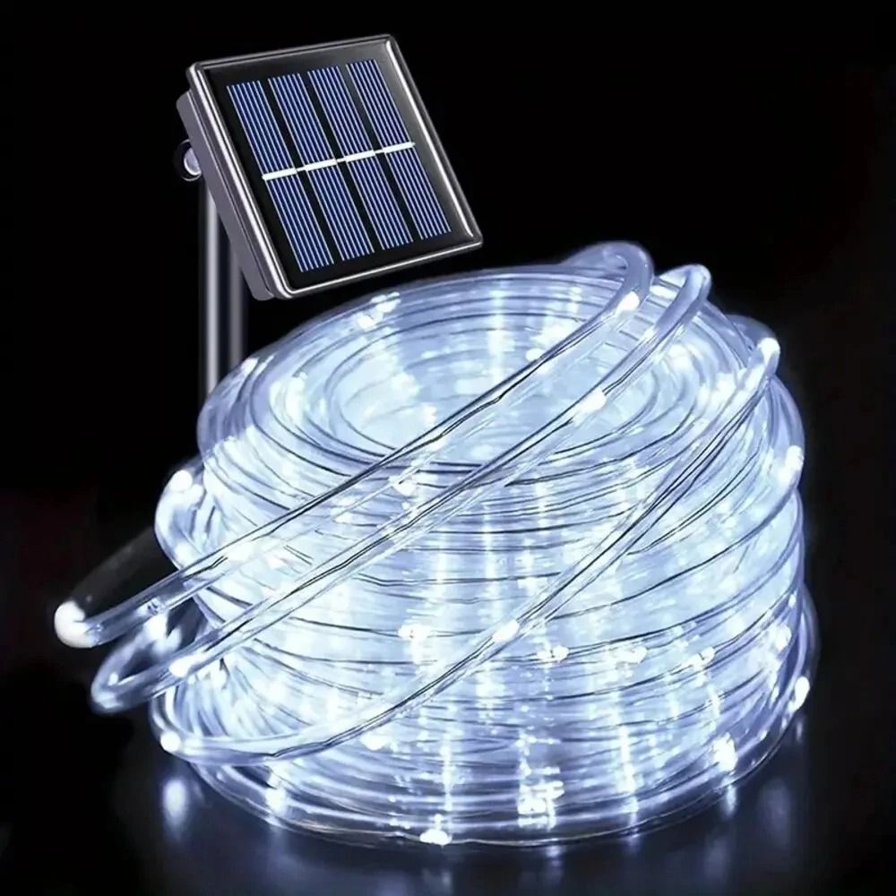Solar Tube Rope LED String Lights Outdoor Waterproof Fairy Light Garden Decor
