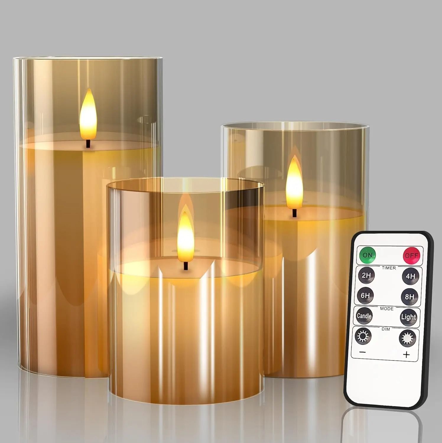 Battery Operated LED Real Wax Flameless Candles Remote Timer Flickering Set