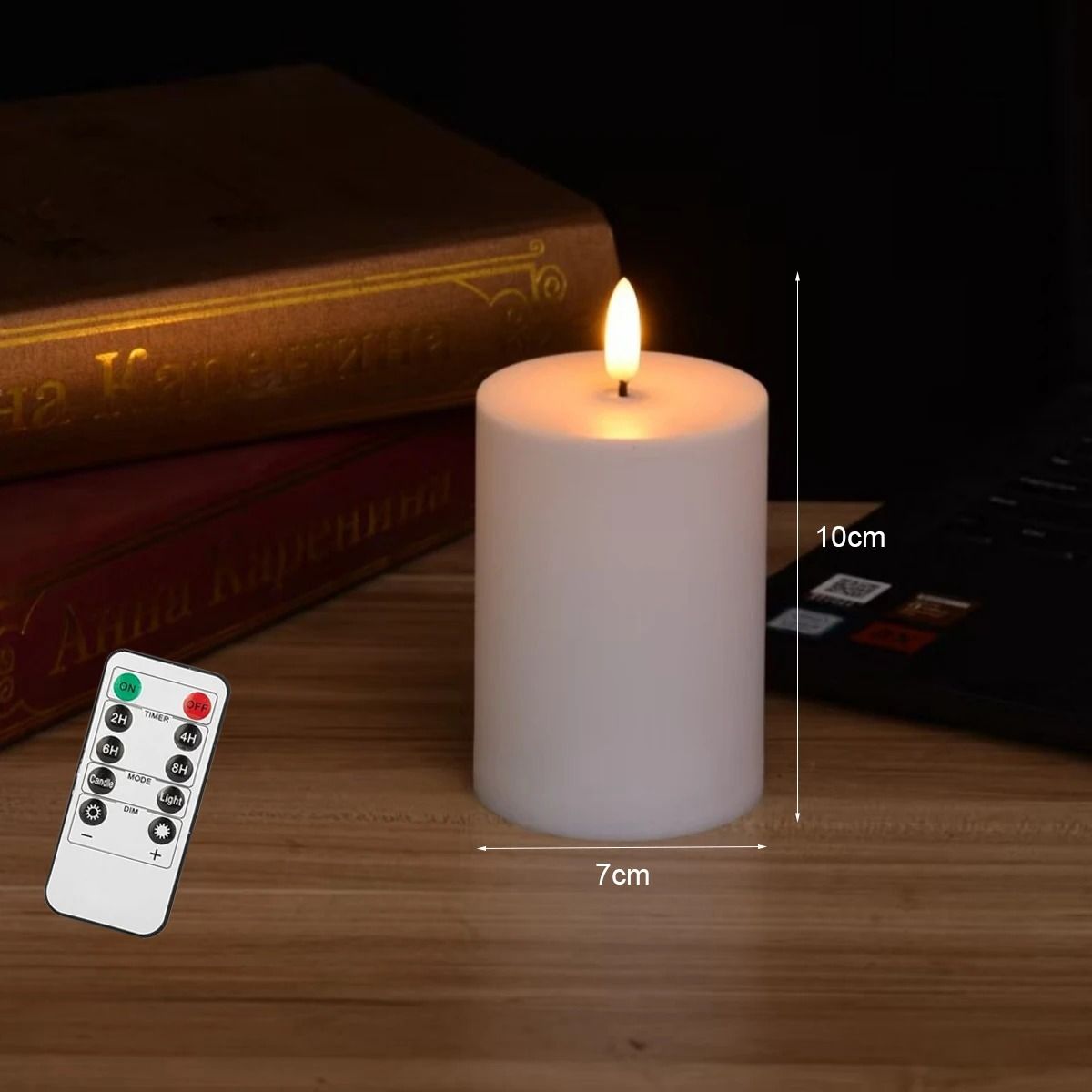 Large Outdoor 12x4 LED Real Wax Flameless Pillar Candle Remote Timer Lamp