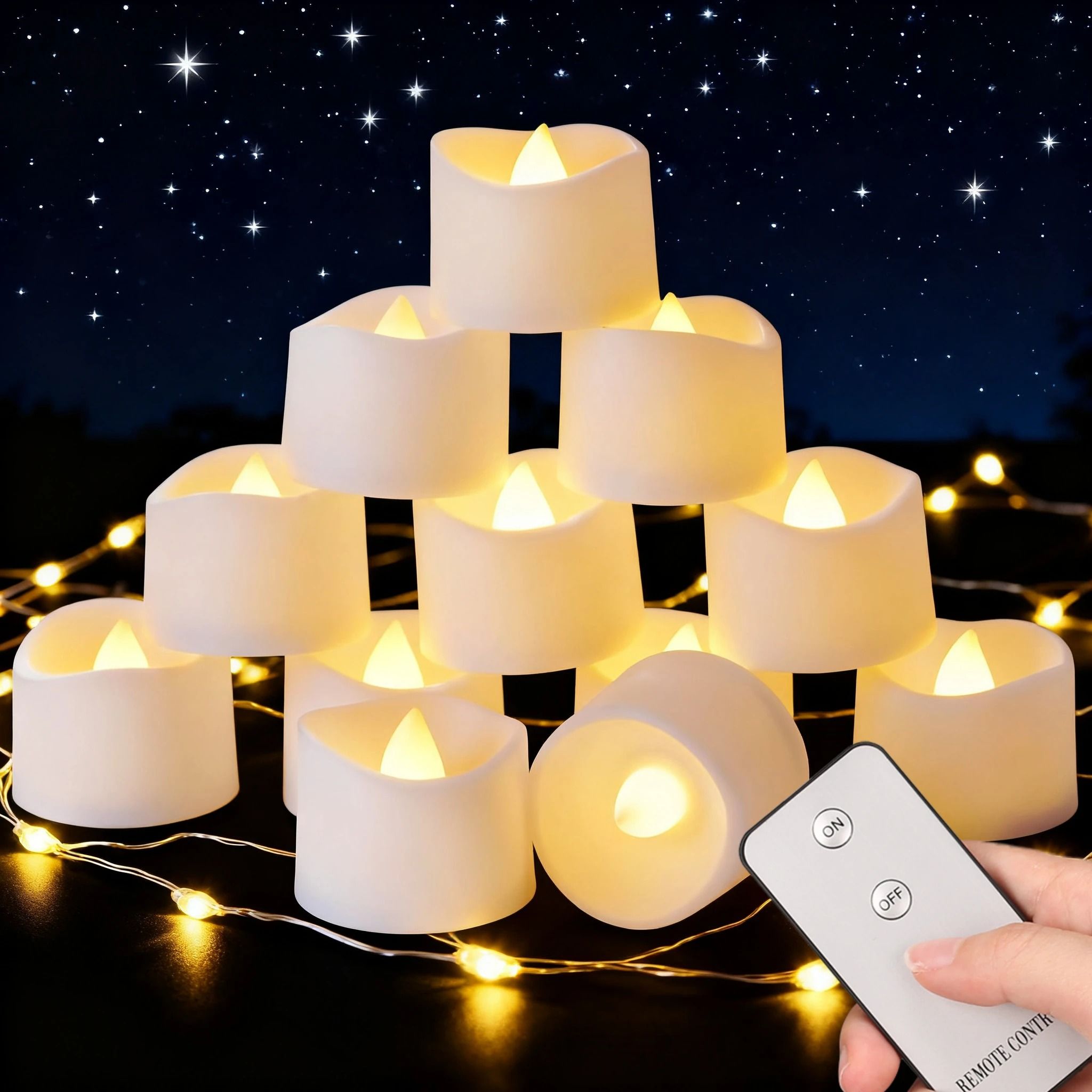 LED Tea Lights Remote Control Flameless Flickering Candles Halloween Christmas