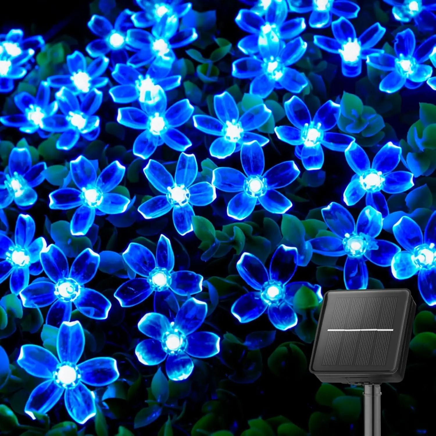 Solar Outdoor Cherry Blossom Flower String Lights 8 Modes LED Fairy Garden Lamp