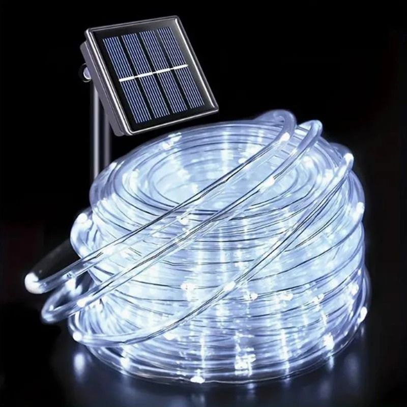 Solar Outdoor Rope String Lights 8 Modes Waterproof LED Fairy Tree Garden Decor