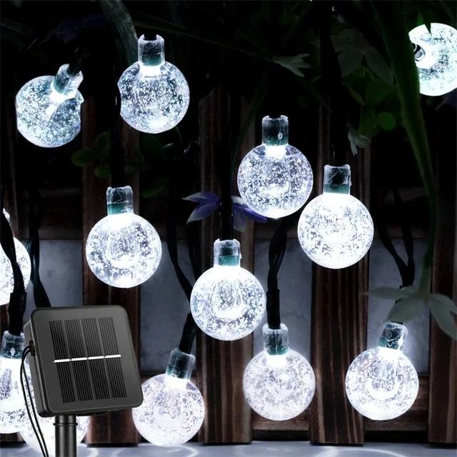 Solar Outdoor Crystal Ball String Lights Waterproof LED Fairy Garden Decor