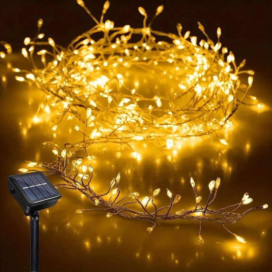 Solar Outdoor Firecracker LED Fairy String Lights Waterproof Garden Garland