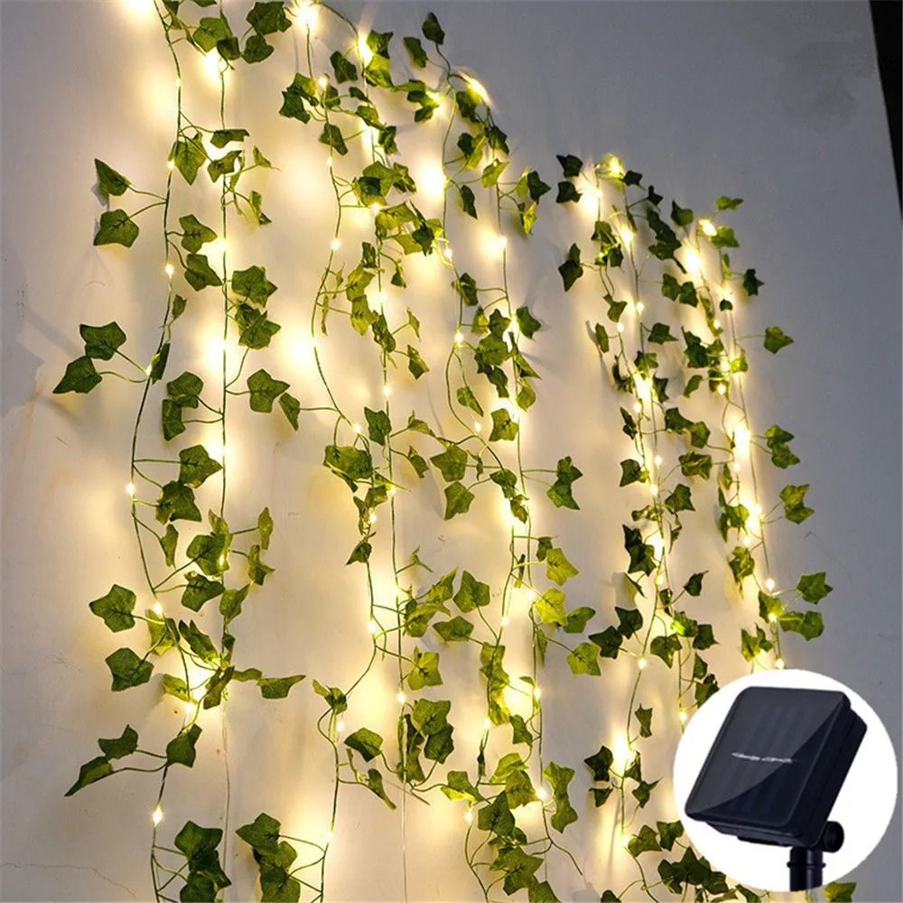 Solar Ivy Fairy String Lights Outdoor Waterproof Artificial Leaf Garland Decor