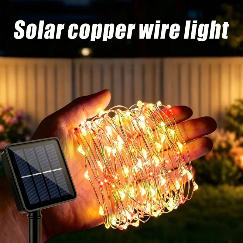 Solar Outdoor Fairy String Lights 8 Modes IP65 Waterproof Ground Stake Garden Decor