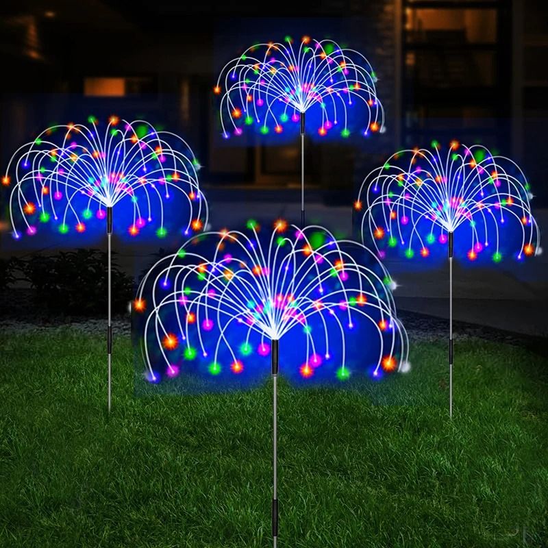 Solar Outdoor Firework Fairy Lights Waterproof Garden Pathway Stake Lamp