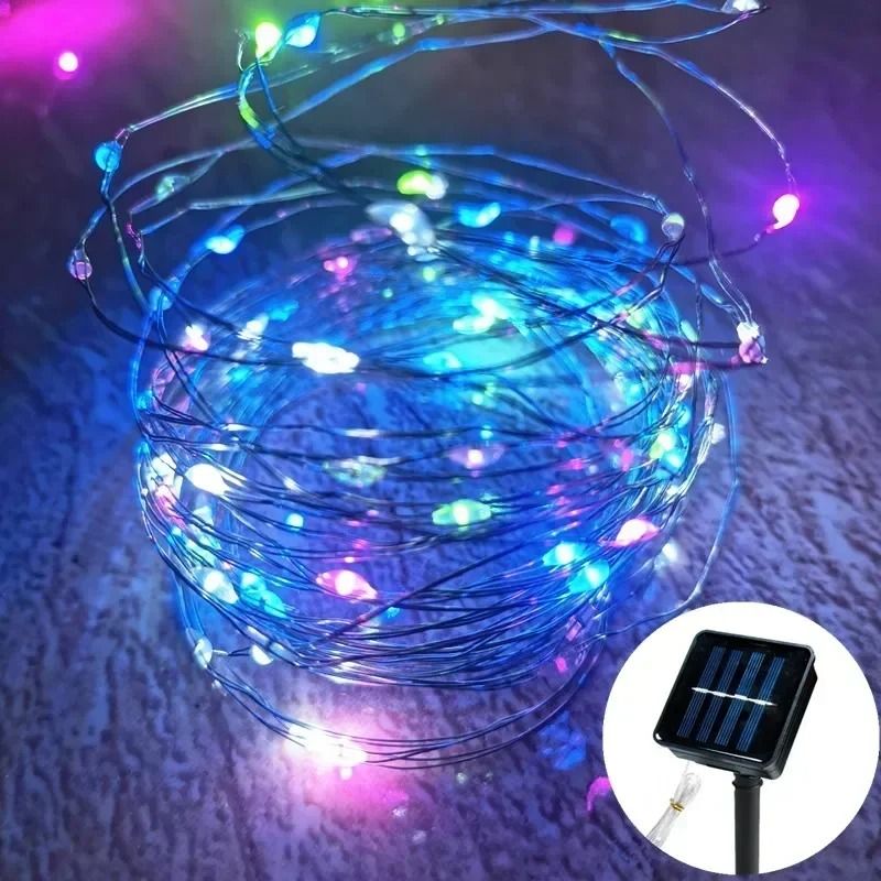 Solar Outdoor Copper Wire Fairy String Lights 8 Modes IP65 Waterproof Garden Decor