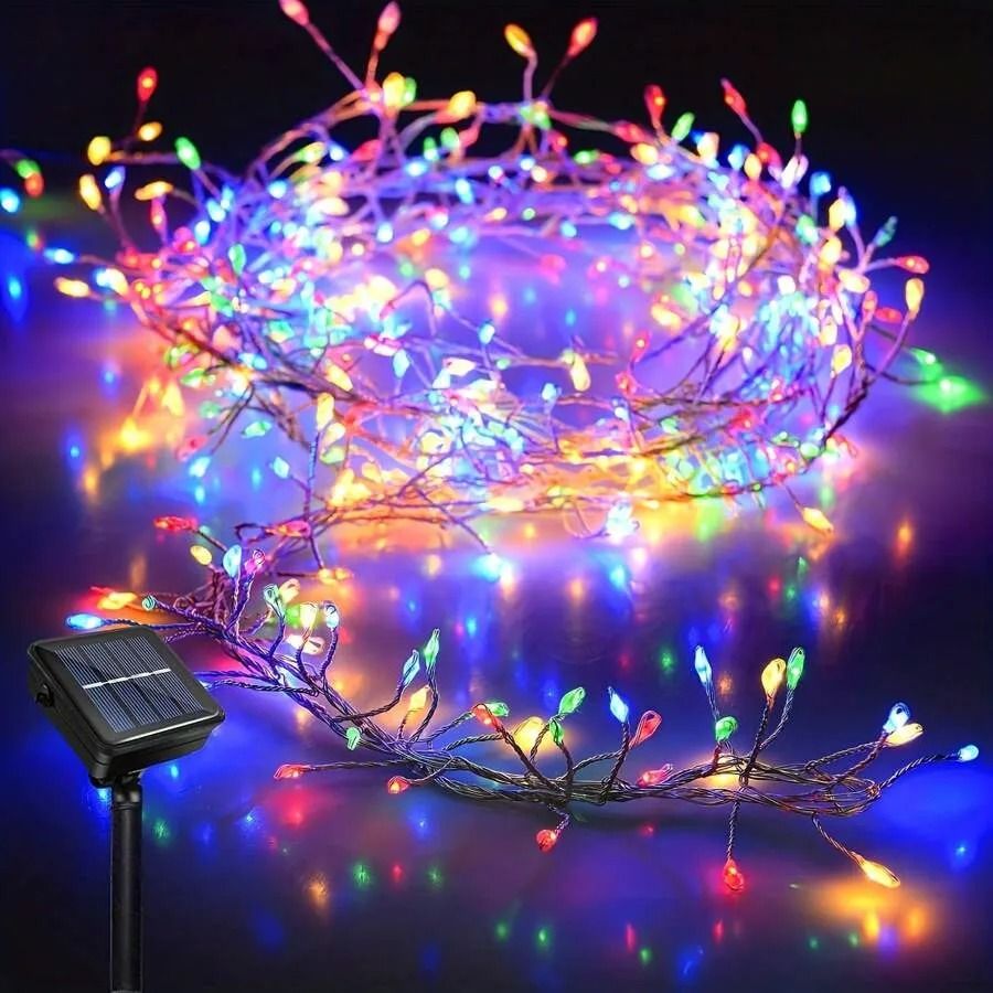 Solar Outdoor Firecracker LED String Lights Waterproof Fairy Garland Decor