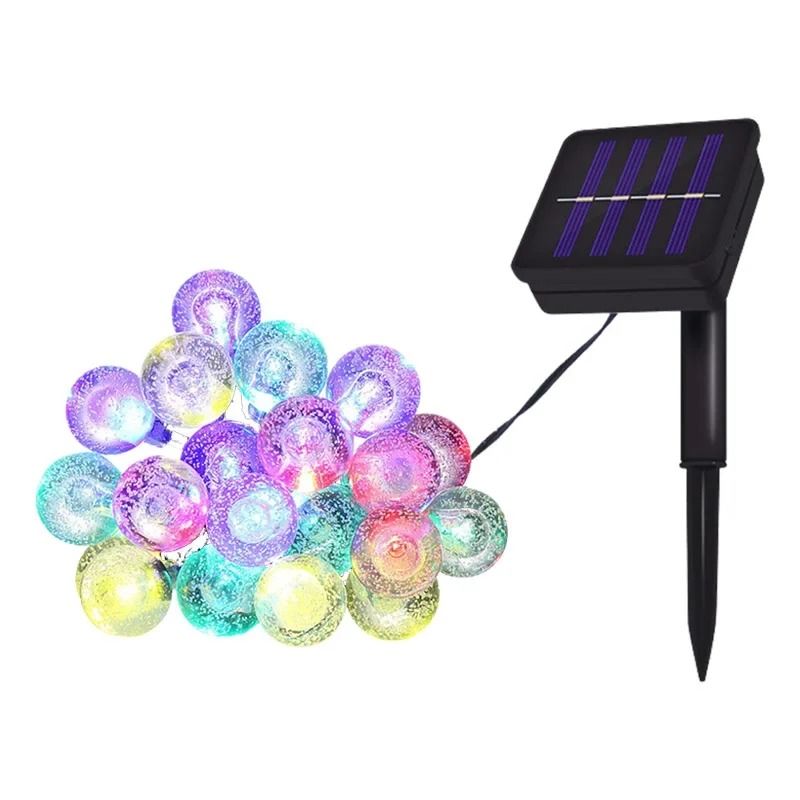 Solar Outdoor Crystal Ball Bubble String Lights Waterproof Garden Flashing Decor