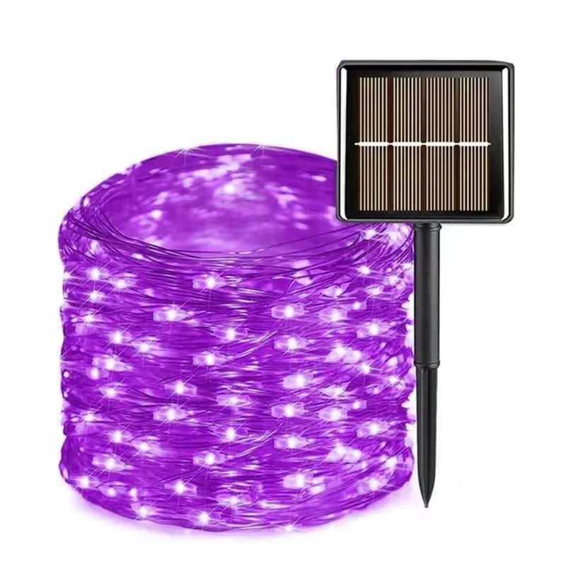 Solar Outdoor Copper Wire LED Fairy String Lights 8 Modes Waterproof Decor