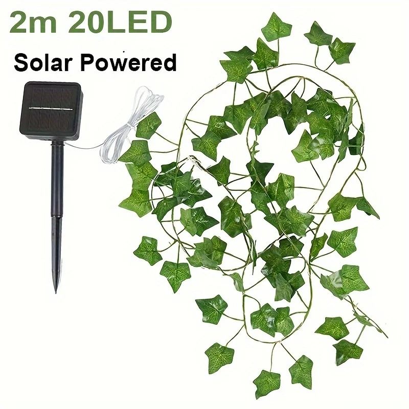 Solar Outdoor Ivy Vine Fairy String Lights 8 Modes IP65 Waterproof Garden Decor