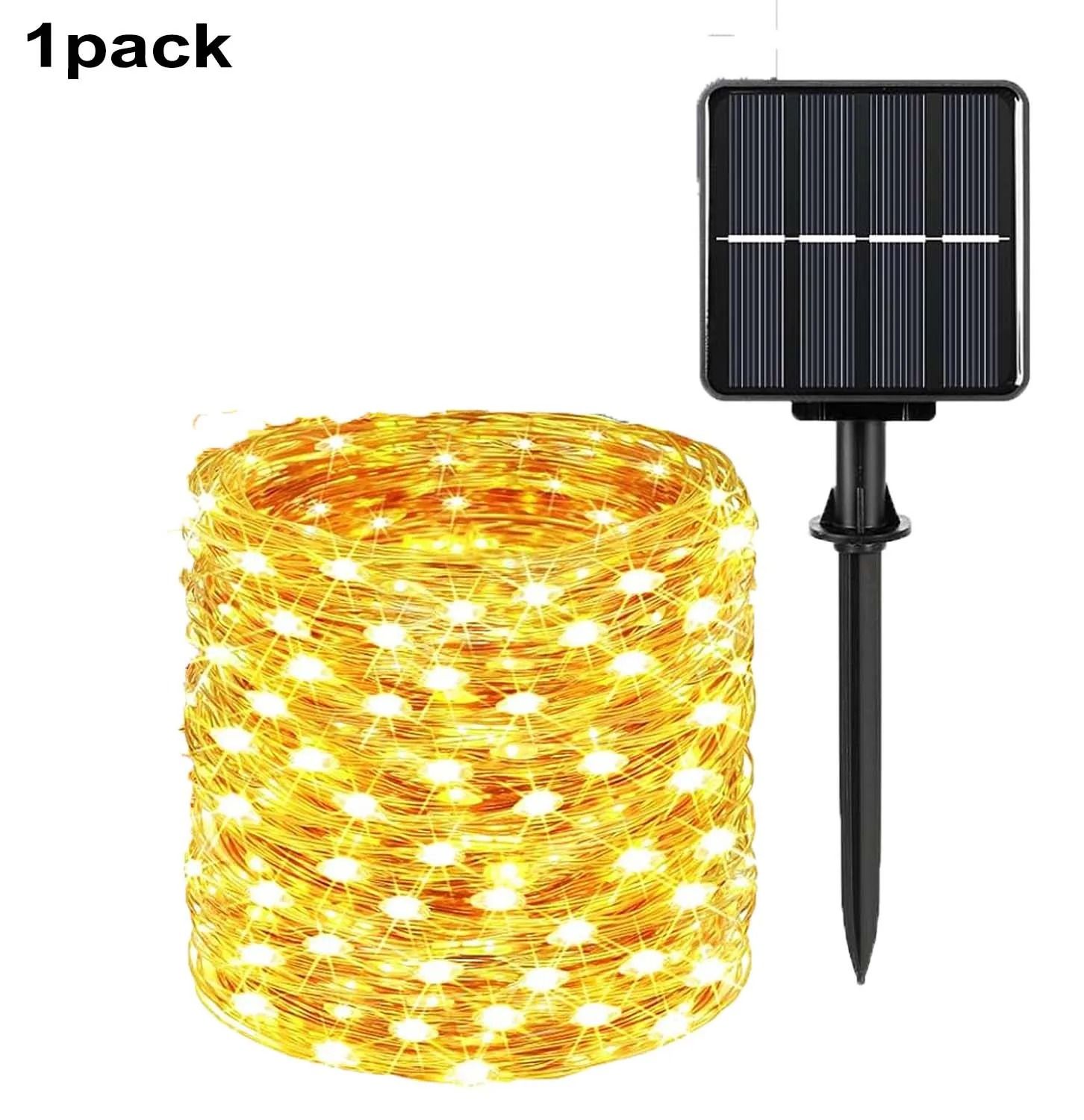 4-Pack Solar Outdoor LED Fairy String Lights 8 Modes IP65 Waterproof Garden Decor