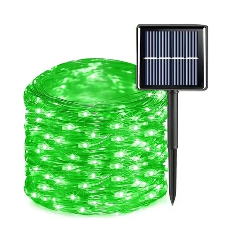 Solar Outdoor Copper Wire LED Fairy Garland Lights 8 Modes IP65 Tree & Park Decor