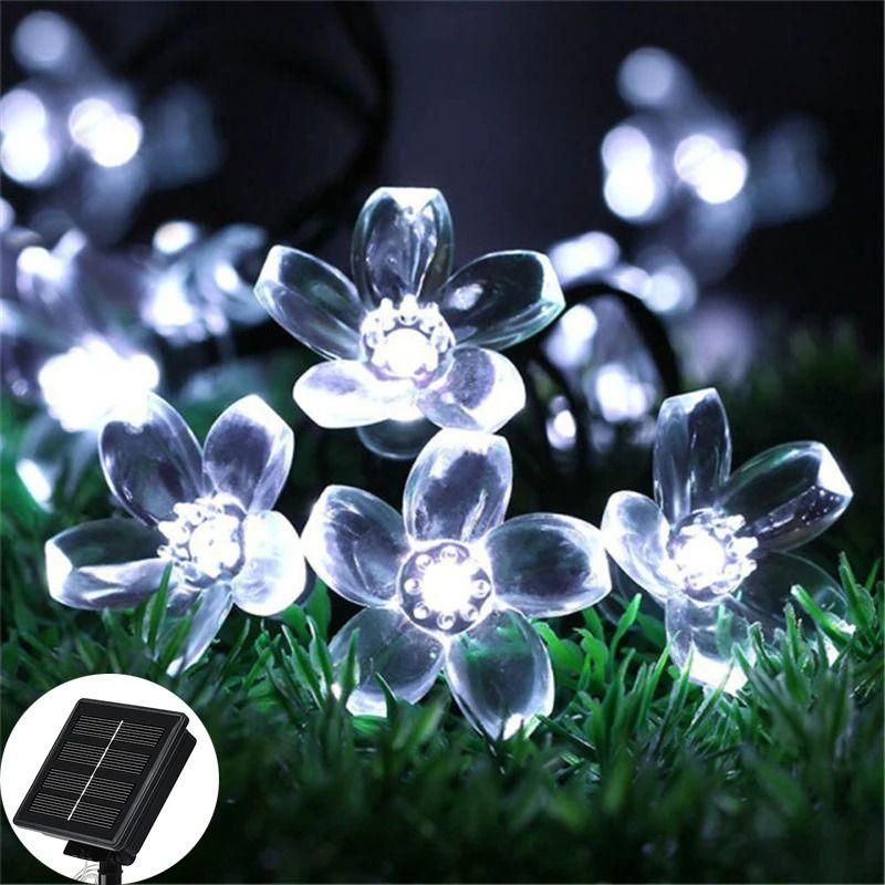 Solar Outdoor Water Droplet LED String Lights Waterproof Garden Garland Decor