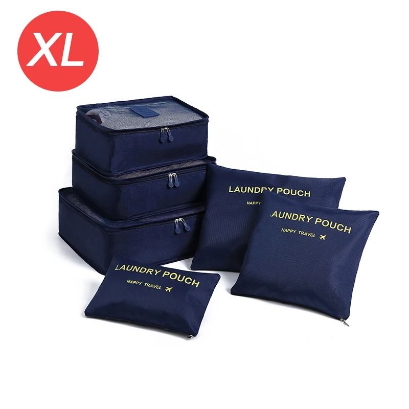 6-Piece Large Travel Luggage Organizer Set - Portable Packing Cubes & Storage Bags