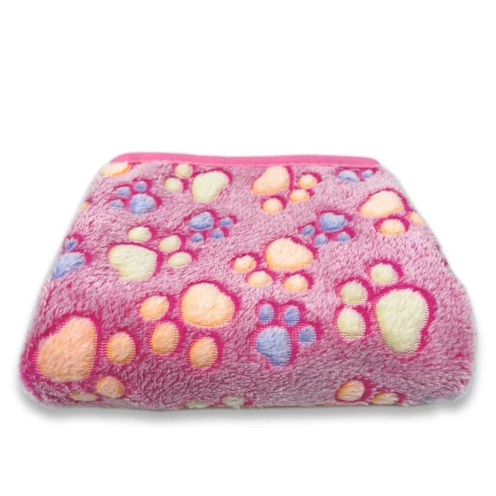 Soft Fluffy Fleece Pet Blanket with Cute Paw Prints for Dogs & Cats