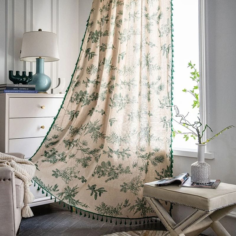 Christmas Buffalo Plaid Window Curtains (Rod Pocket Semi-Sheer Crochet Lace Drapes for Farmhouse Decor)