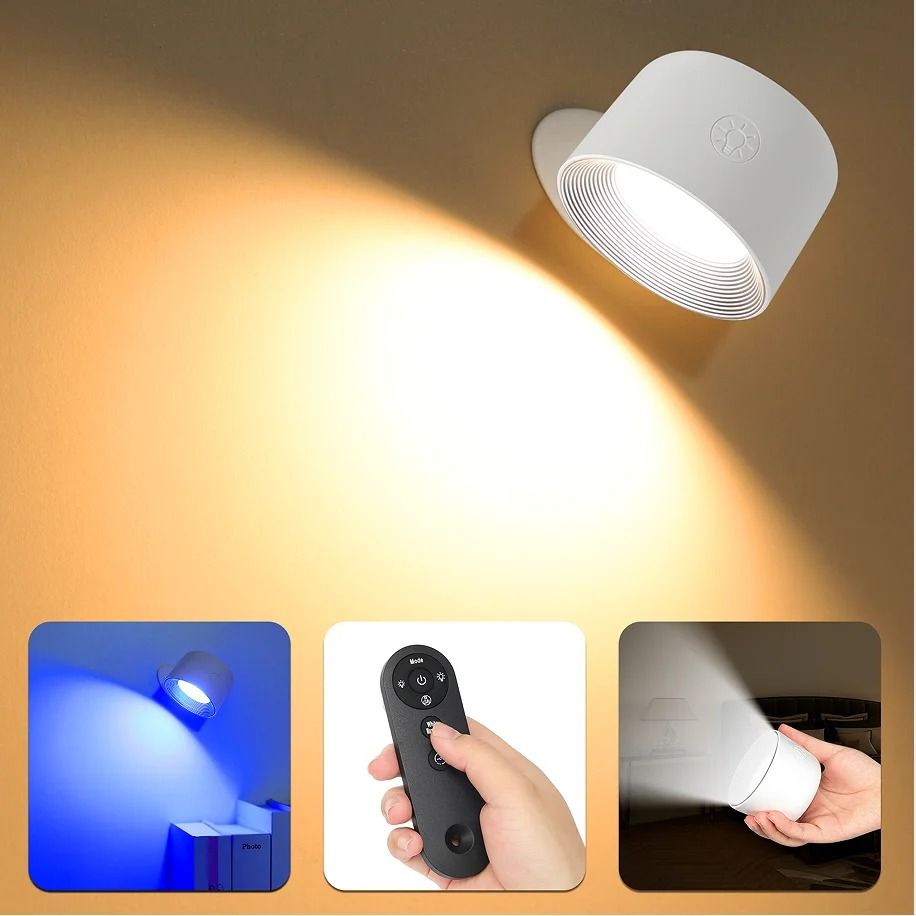 Wireless Round LED Picture Wall Light with Remote Control & RGB Color Changing