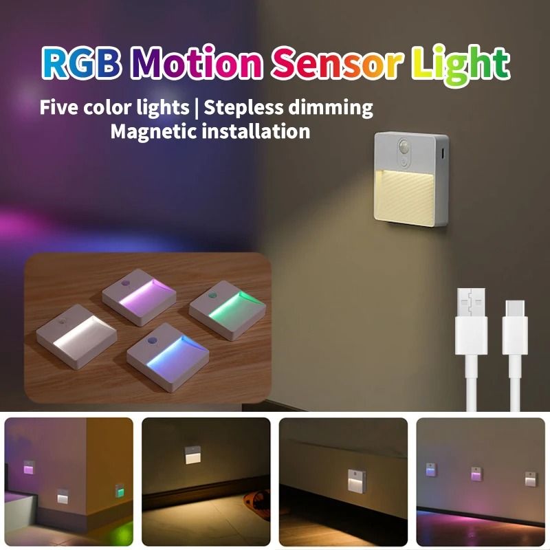 RGB Color-Changing LED Motion Sensor Night Light for Corridors & Bedrooms