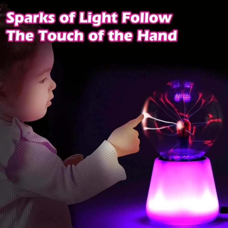 3-Inch USB-Powered Interactive Plasma Ball Lamp with 7 Color-Changing Lights