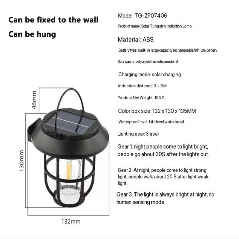 3-in-1 Outdoor Solar Tungsten Wall, Lawn & Floor Lamp (LED Motion Sensor Garden Light)