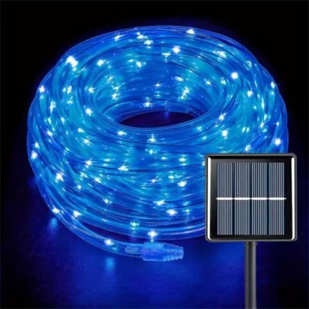 Solar Outdoor Blue 300 LED PVC Tube Rope Lights (Waterproof Fairy String Lights)