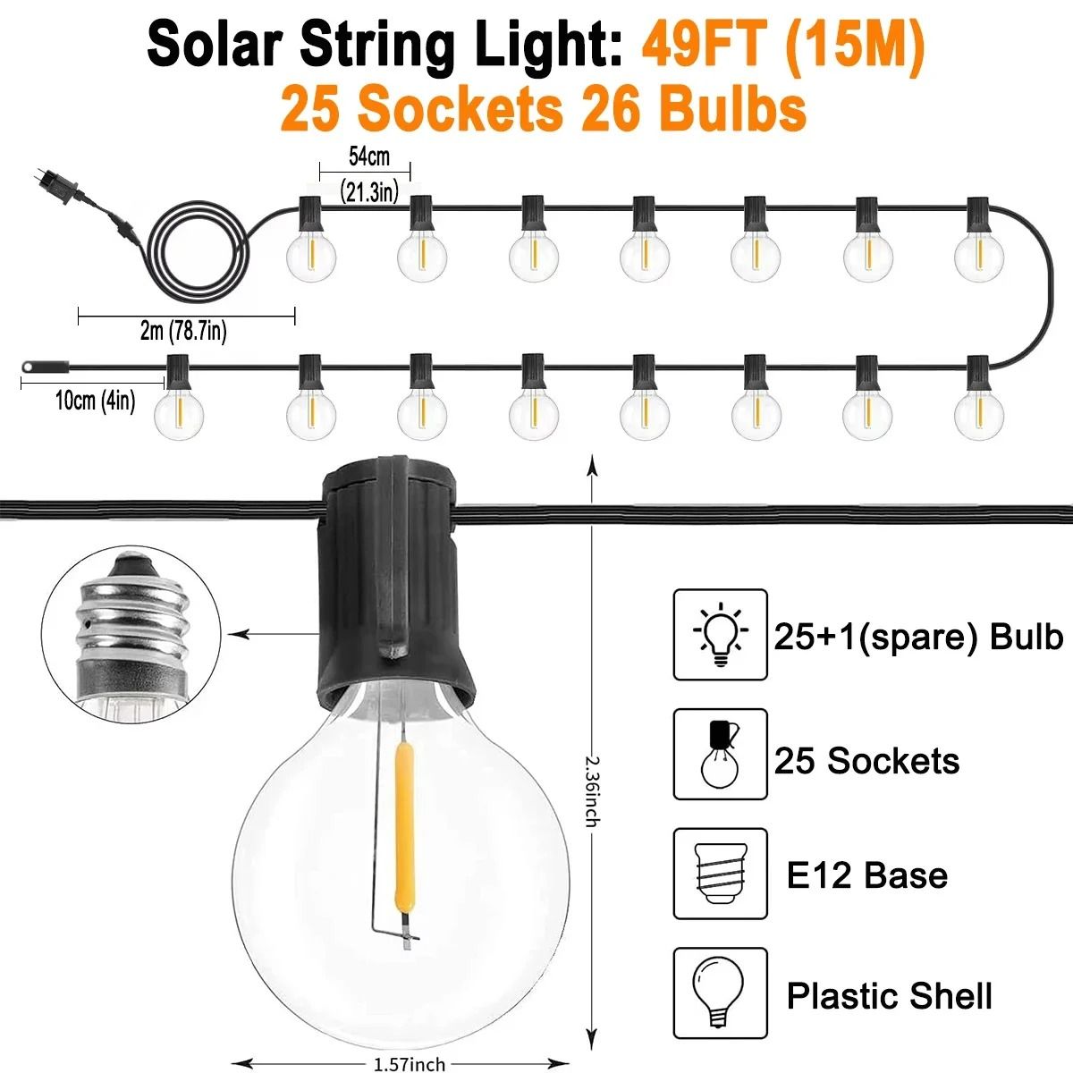 G40 Shatterproof LED Outdoor String Lights (DC24V Low Voltage Waterproof Garland)