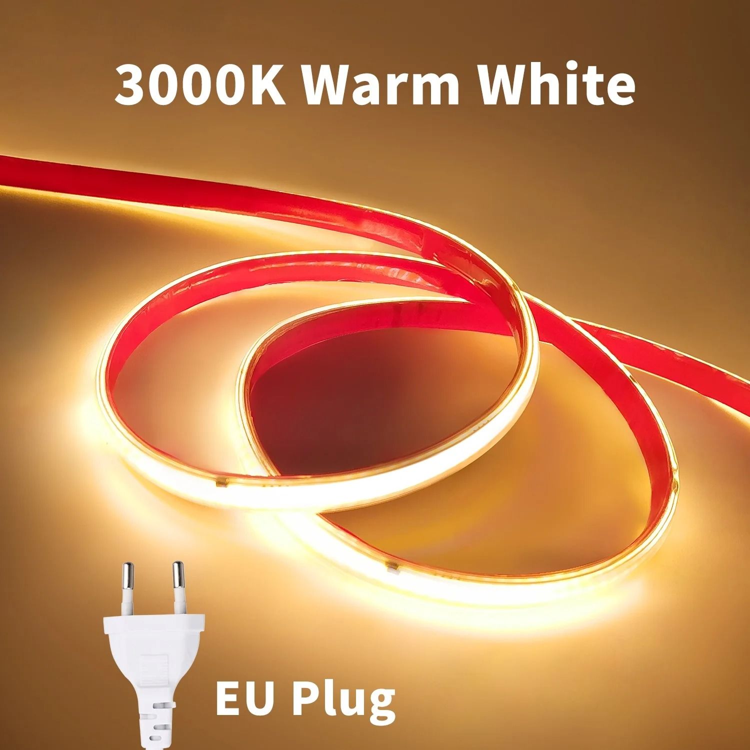 220V High-Brightness Flexible COB LED Strip Light (296 LEDs/m Waterproof Tape Ribbon)
