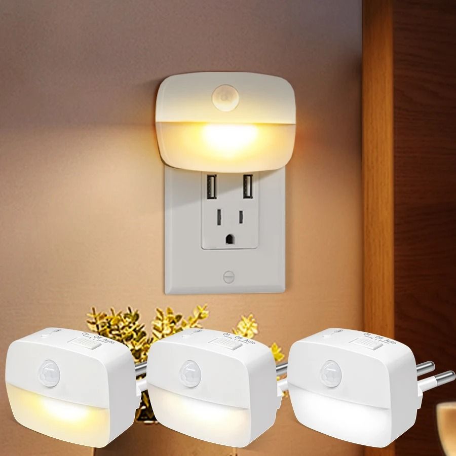 Plug-In Motion Sensor LED Night Light (Auto On/Off Safety Wall Lamp for Bedroom & Hallway)