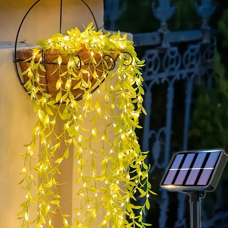 Solar Powered Artificial Ivy Leaf String Lights (Waterproof Outdoor Garden Garland Fairy Lights)