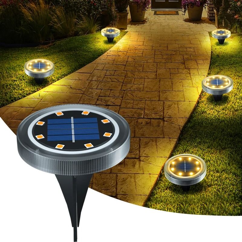 Solar Powered Outdoor Ground Disk Lights (IP65 Waterproof Non-Slip Path & Lawn Lamps)