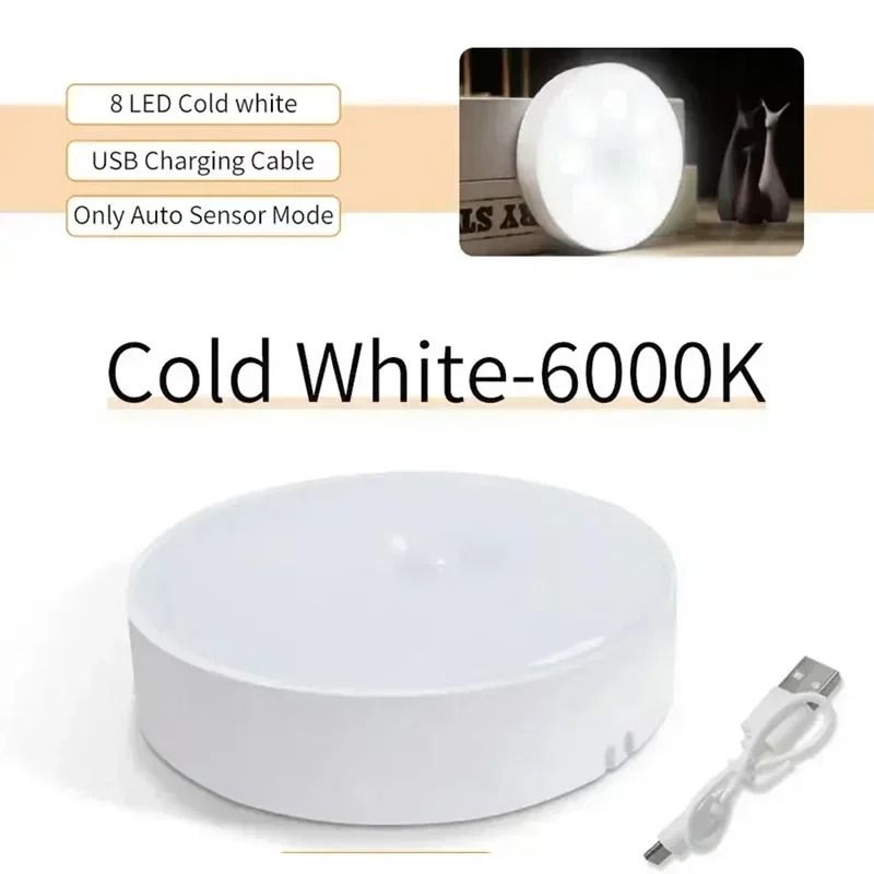 Wireless PIR Motion Sensor LED Night Light (USB Rechargeable Kitchen Cabinet & Closet Lamp)