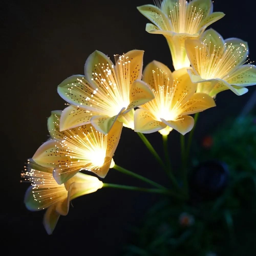 Solar Lily Flower Garden Stake Lights (Warm White IP65 Waterproof Pathway Accent)