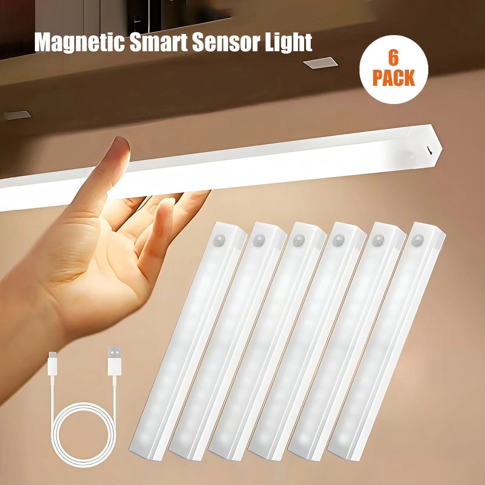 Smart Wireless LED Auto-Sensing Night Light (Backlit Motion Safety Light for Closet, Cabinet & Stairway)