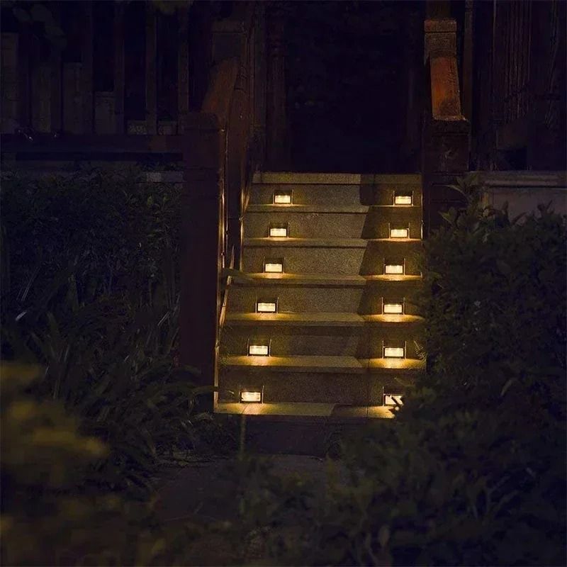 Stainless Steel Outdoor Solar Fence & Step Light for Patio & Wall
