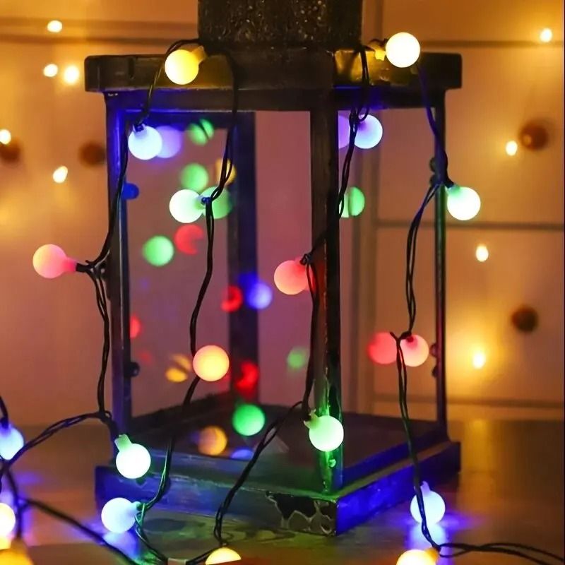 Solar Outdoor LED White Ball String Lights for Garden, Patio & Camping